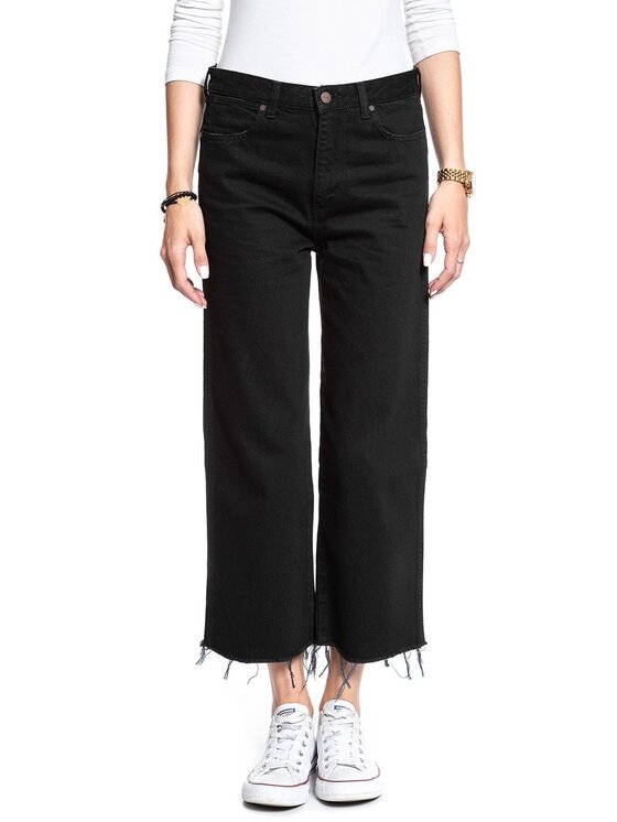 Wrangler Wrangler Jeansy RETRO CROP BOYFRIEND Czarny Loose Fit
