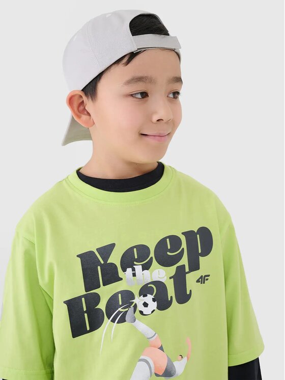 4F 4F T-Shirt 4FJASAW24TTSHM2596-72S Zielony Oversize