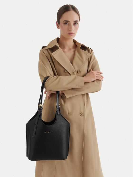 Tommy Hilfiger Tommy Hilfiger Torbica Th Modern Mini Tote AW0AW18617 Crna
