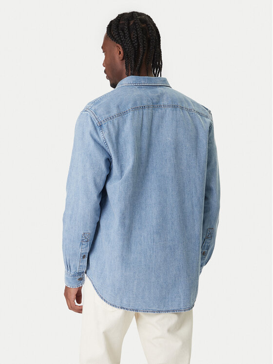 Tommy Jeans Tommy Jeans džínsová košeľa Western DM0DM22304 Modrá Relaxed Fit