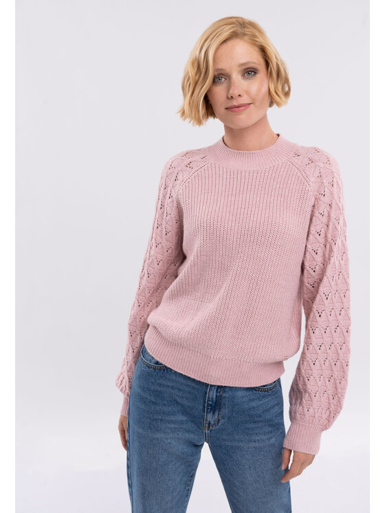 Volcano Volcano Sweter S-LUCA Różowy Regular Fit