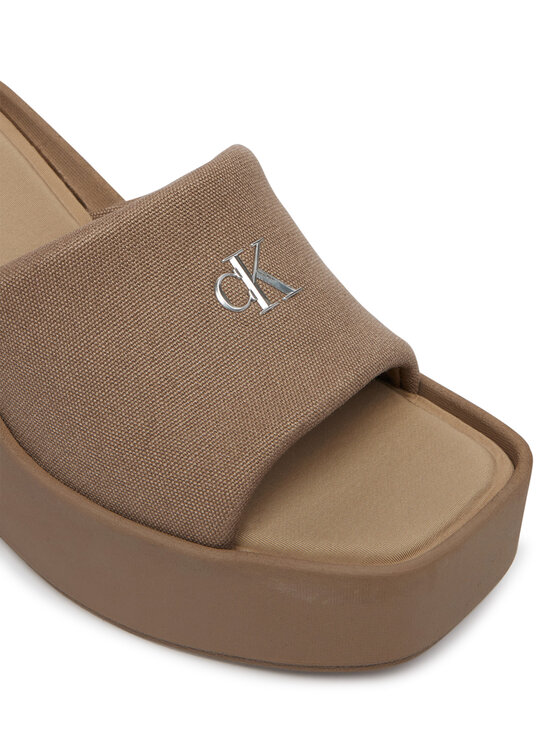 Calvin Klein Calvin Klein Pantoletten Wedge 70 Sndl Canv Mg HW0HW03134 Beige