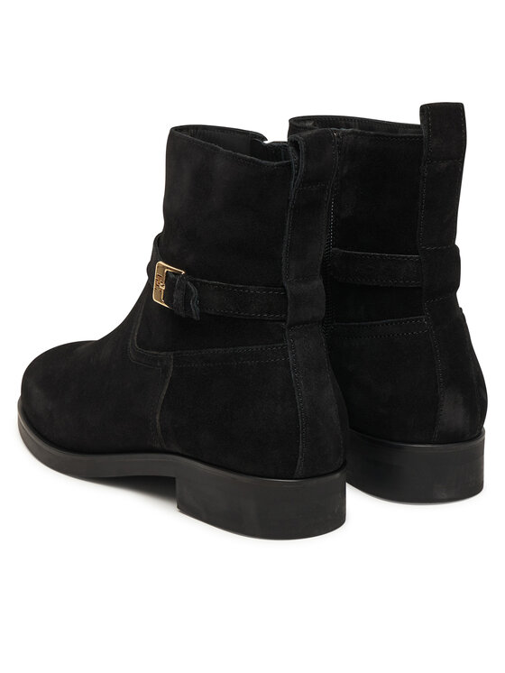 Tommy Hilfiger Tommy Hilfiger Čizme Th Buckle Riding Suede Bootie FW0FW09047 Crna