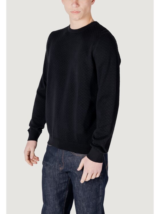 Antony Morato Antony Morato Sweter REGULAR FIT WITH LOGOED METAL BADGE Czarny Regular Fit