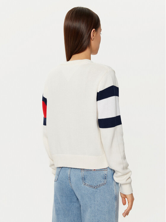 Tommy Jeans Tommy Jeans Pullover Center Flag DW0DW19335 Écru Regular Fit