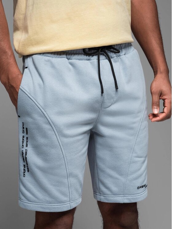 Ombre Ombre Šortky z materiálu OM-SRSK-0138 Modrá Slim Fit