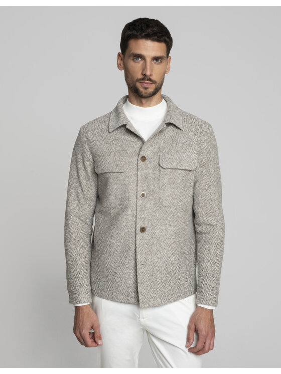 Borgio Borgio Koszula orotelli_bz Beżowy Classic Fit