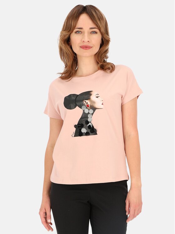 Perso Perso T-Shirt TCE246000F Różowy Regular Fit
