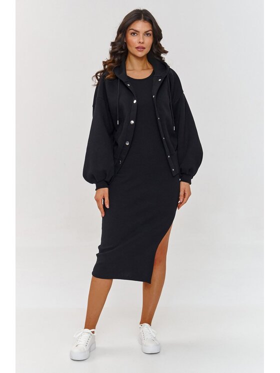 Komplet bluza i sukienka Makadamia, Rozmiar OS, Czarny, A6
