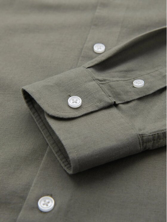 Ombre Ombre Koszula OM-SHCS-0161 Khaki Regular Fit