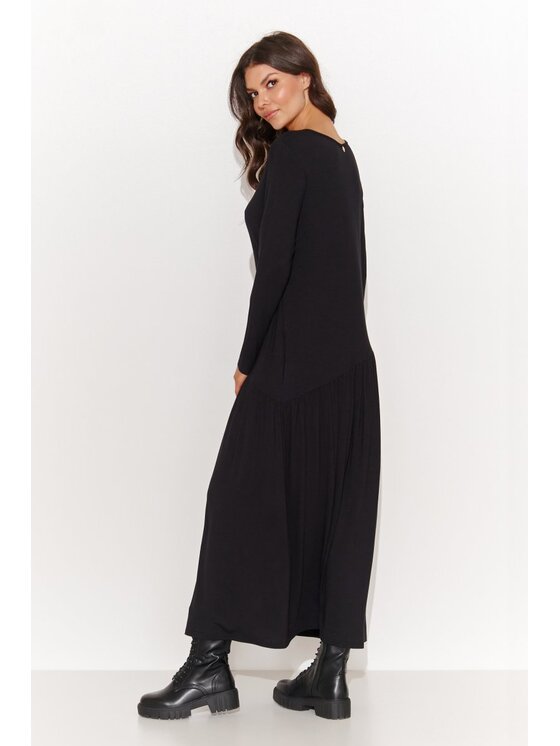 Makadamia Makadamia Sukienka codzienna M915 Czarny Loose Fit