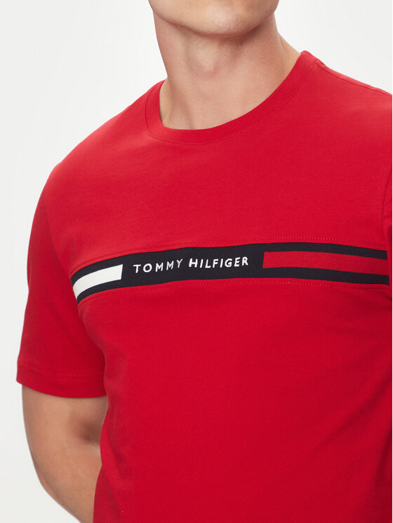 Tommy Hilfiger Tommy Hilfiger T-Shirt Chest Insert MW0MW36498 Czerwony Regular Fit