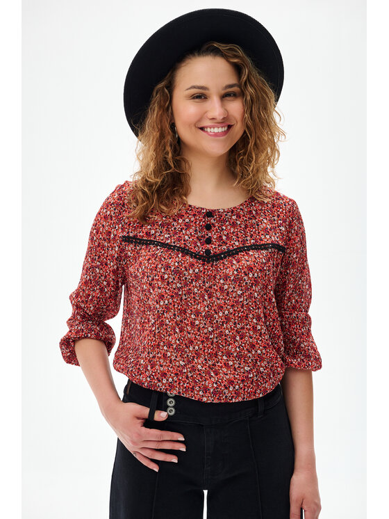 blue shadow blue shadow Bluzka Marbel Czerwony Regular Fit