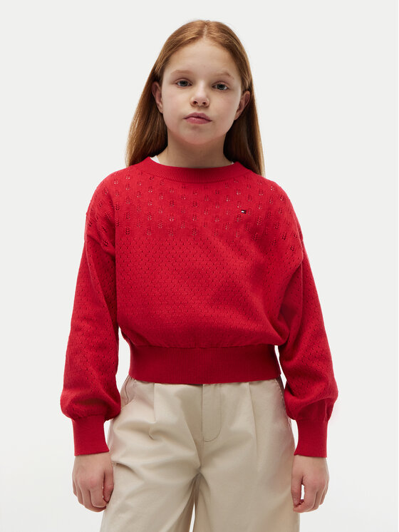 Tommy Hilfiger Tommy Hilfiger Пуловер Pointelle KG0KG09504 Червен Relaxed Fit