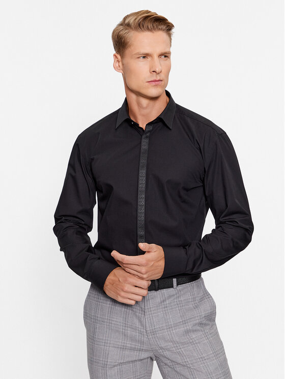 HUGO Hugo Hemd Keidi 50500966 Schwarz Slim Fit