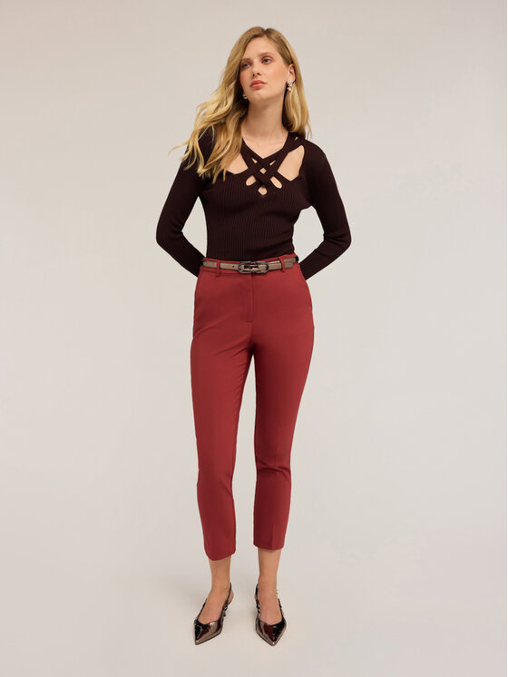 Motivi Motivi Spodnie materiałowe P069Q004098N036 Bordowy Regular Fit