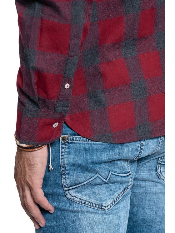 Mustang Mustang Camicia CASPER MG FLANNEL Rosso Regular Fit
