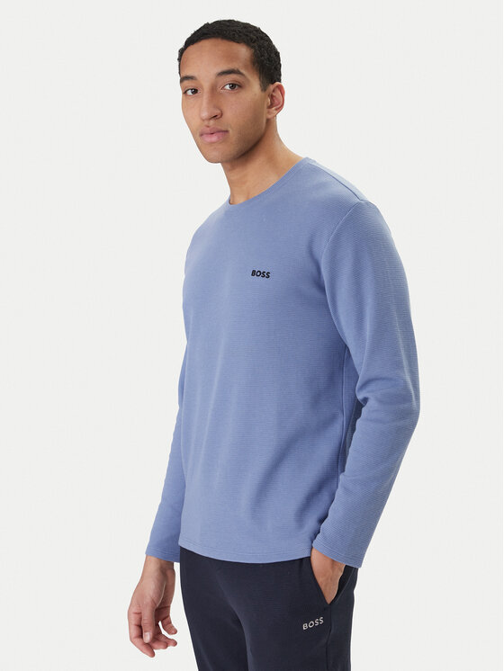 BOSS Hosszú ujjú Waffle 50535870 Kék Regular Fit