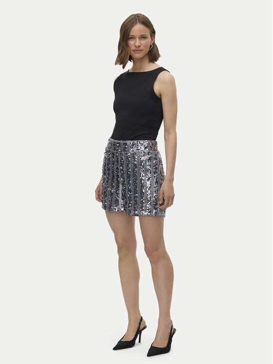 Vero Moda Vero Moda Bavlnené šortky Efa 10335727 Strieborná Loose Fit