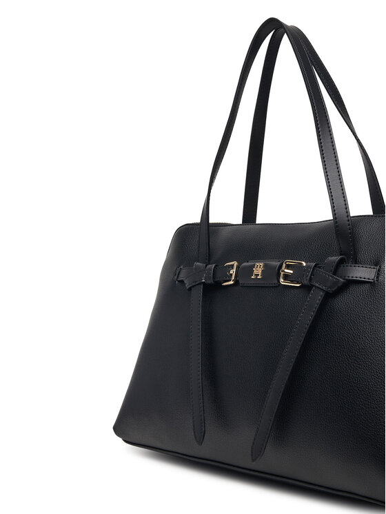 Tommy Hilfiger Tommy Hilfiger Handtasche Th Buckle Tote AW0AW19032 Schwarz