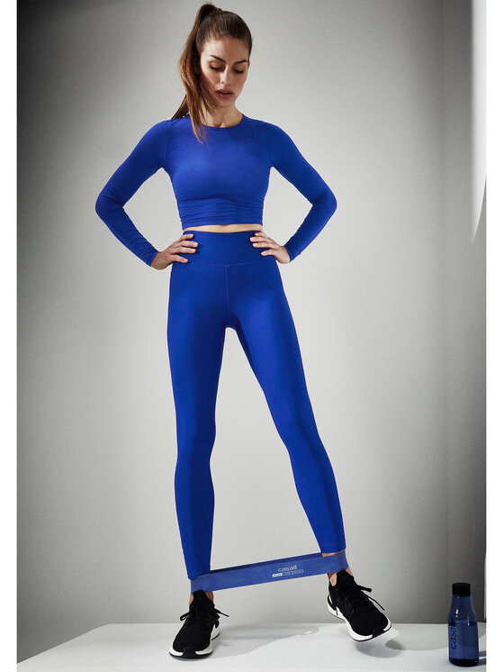 Casall Casall Legginsy Graphic High Waist Tights Niebieski Slim Fit