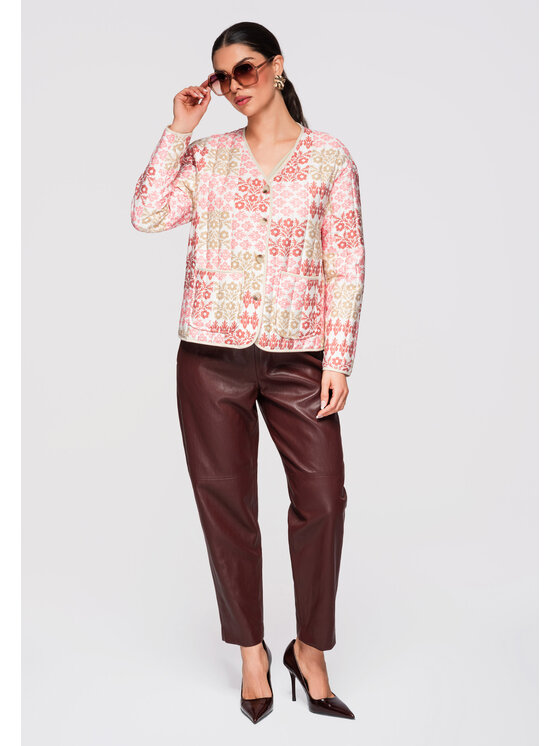 Ombre Ombre Kurtka przejściowa OW-JALP-0126 Różowy Loose Fit