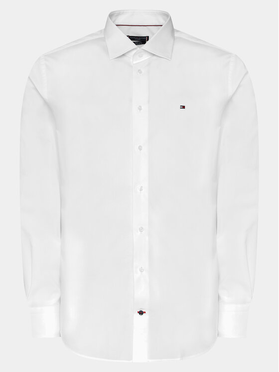 Tommy Hilfiger Tommy Hilfiger Cămașă Cl Flex Poplin Rf Shirt MW0MW31219 Alb Regular Fit