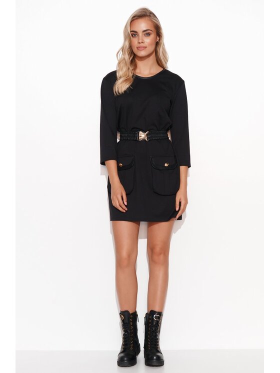 Makadamia Makadamia Sukienka koktajlowa M752 Czarny Shaped Fit