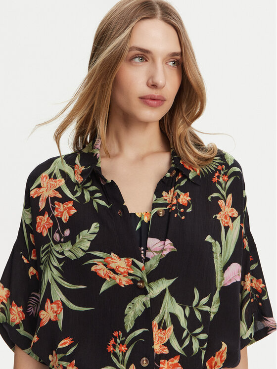 Roxy Roxy Srajca Beach Nostalgia ERJWT03680 Črna Relaxed Fit