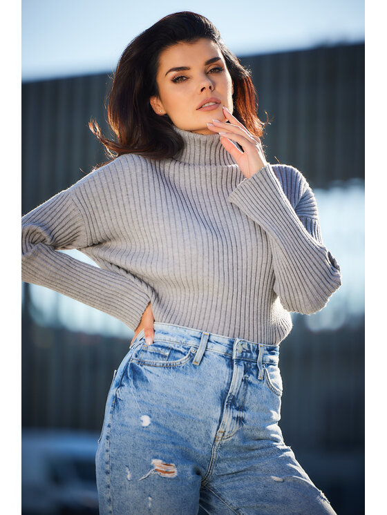 Awama Awama Svetr A615 Šedá Basic Fit