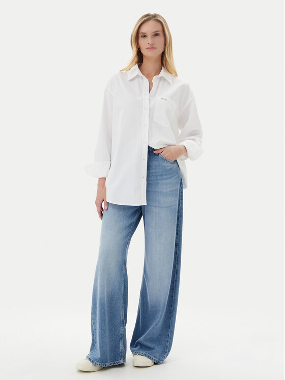 Guess Jeans Guess Jeans Риза W4YH22 WGCF1 Бял Relaxed Fit
