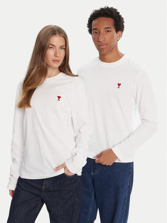 AMI PARIS Longsleeve BFUTS235.724 Biały Regular Fit
