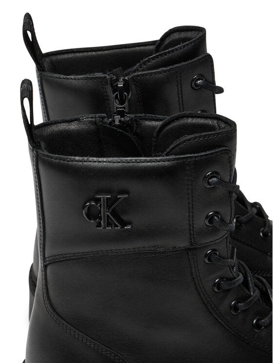 Calvin Klein Jeans Calvin Klein Jeans Ορειβατικά παπούτσια Combat Boot Mid Zip Lth In Calf YW0YW01550 Μαύρο