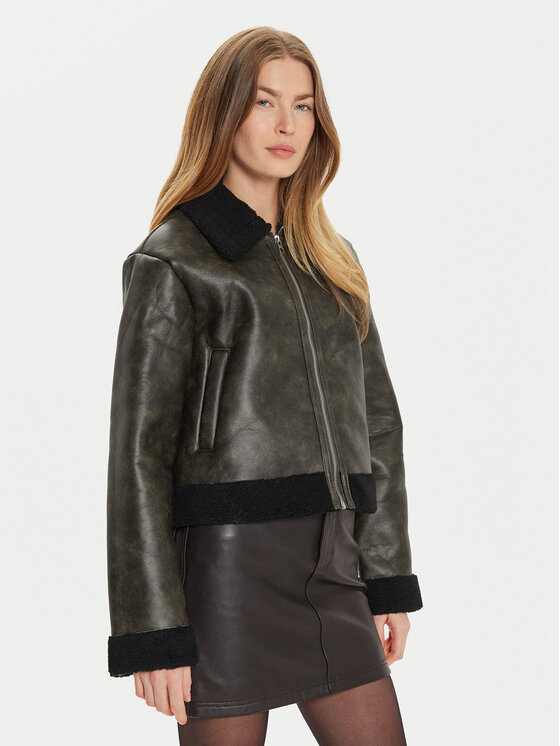 Pieces Pieces Geacă din imitație de piele Pippi 17154704 Maro Regular Fit