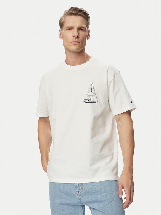 Tommy Jeans Tommy Jeans T-Shirt Sailboat DM0DM23184 Weiß Regular Fit