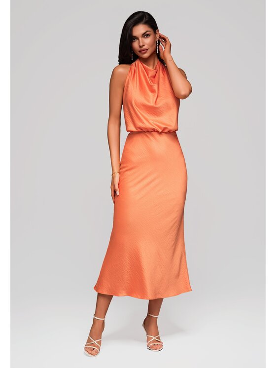 Ombre Ombre Sukienka wieczorowa LA-OM-DLR129 Pomarańczowy Slim Fit
