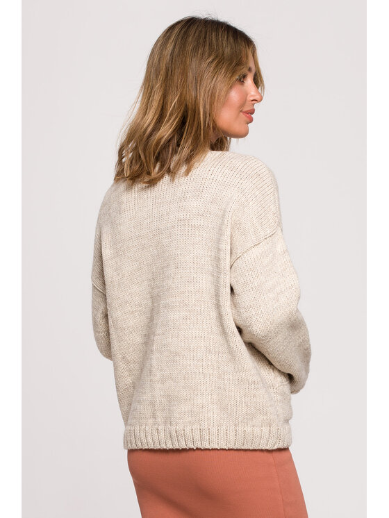 BeWear BeWear Sweter BK074 Beżowy Comfortable Fit