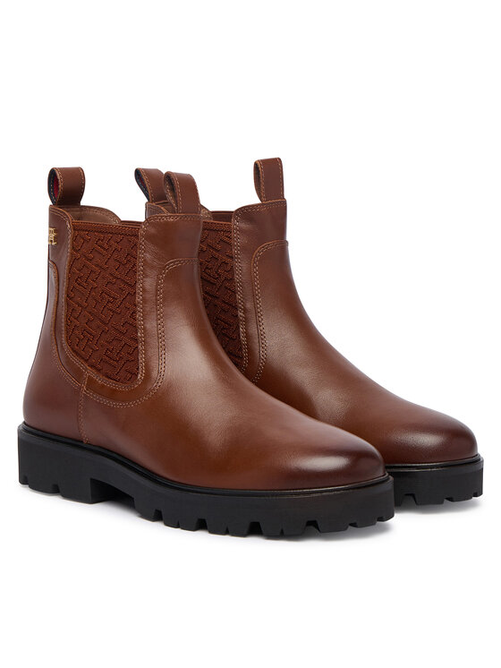 Tommy Hilfiger Tommy Hilfiger Štibletai Th Monogram Leather Chelsea Boot FW0FW09562 Ruda