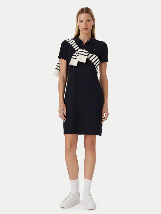 Tommy Hilfiger Tommy Hilfiger Ikdienas kleita 1985 Slim Pique Polo Dress Ss WW0WW42048 Tumši zils Slim Fit