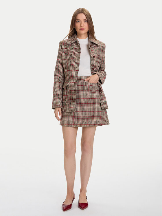 Tommy Hilfiger Tommy Hilfiger Mini sijonas Seasonal WW0WW48265 Smėlio Regular Fit