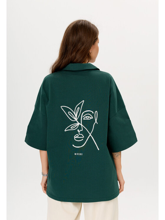 Mirons Mirons Polo Soft Zielony Oversize