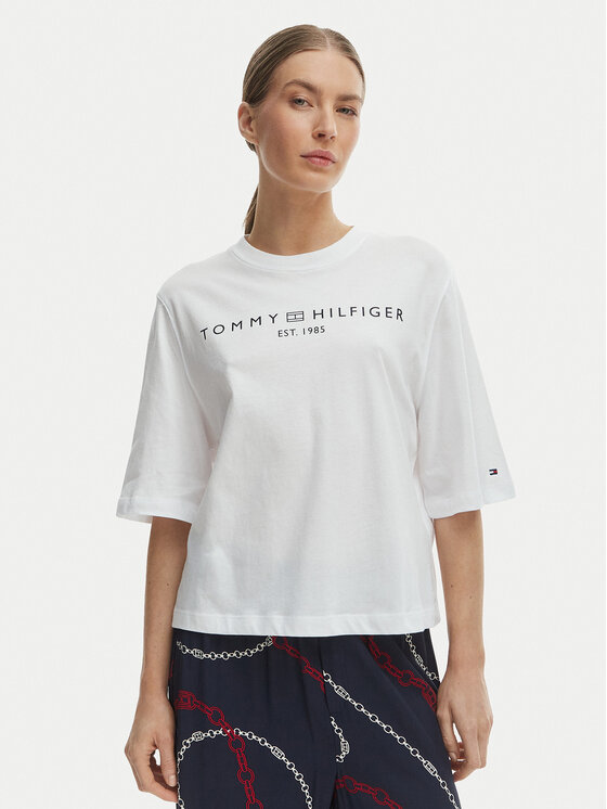 Tommy Hilfiger Tricou WW0WW47811 Alb Relaxed Fit