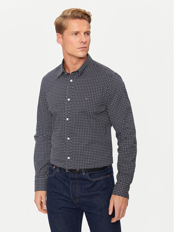 Tommy Hilfiger Srajca MW0MW36870 Mornarsko Modra Slim Fit