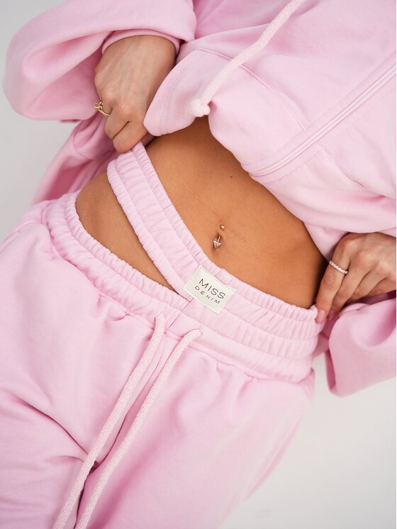 MissDenim MissDenim Spodnie dresowe Double Belt Sweatpants Różowy Oversize