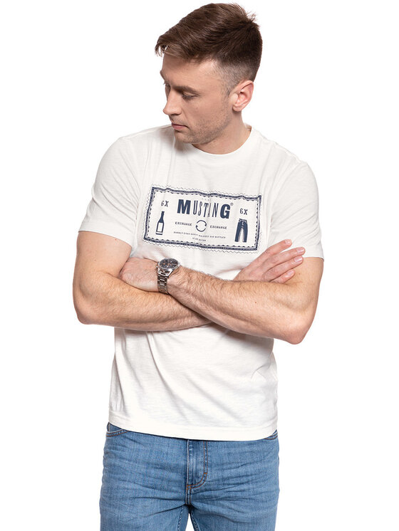 Mustang Mustang T-shirt ALEX C ICONIC Bianco Regular Fit