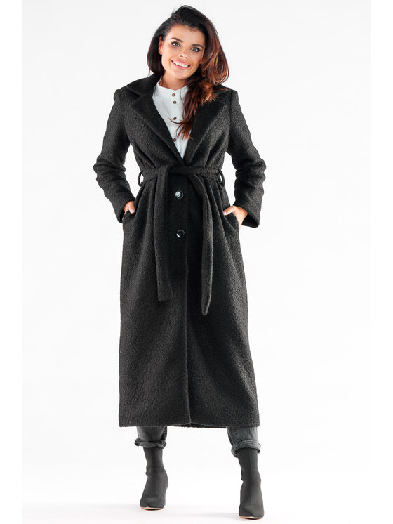 Awama Awama Płaszcz A547 Czarny Basic Fit