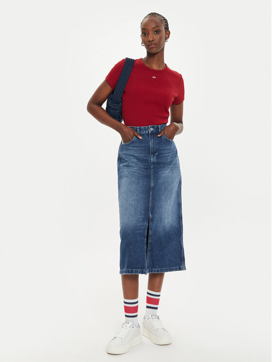 Tommy Jeans Tommy Jeans Marškinėliai Essential DW0DW17383 Raudona Slim Fit