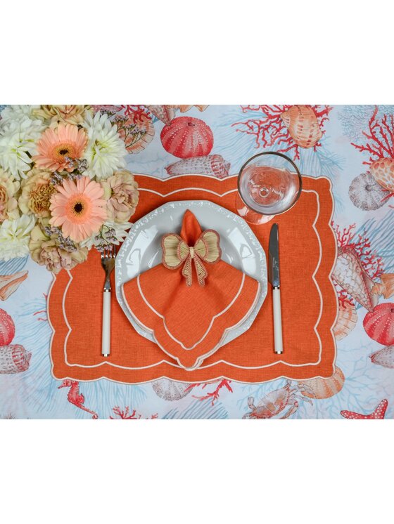 Roseberry Home Roseberry Home Serwetki haftowane Orange Onde Pomarańczowy