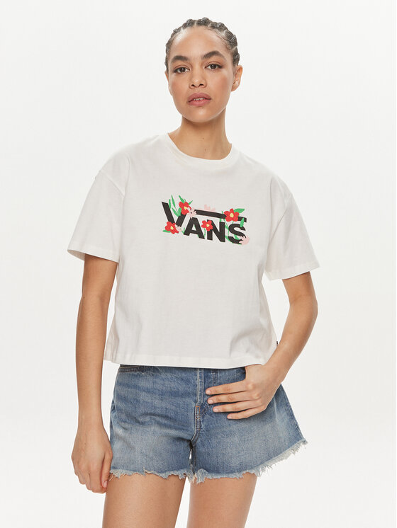 Vans Vans Tricou Fleurs Os Crop Ss VN000JG7 Écru Regular Fit