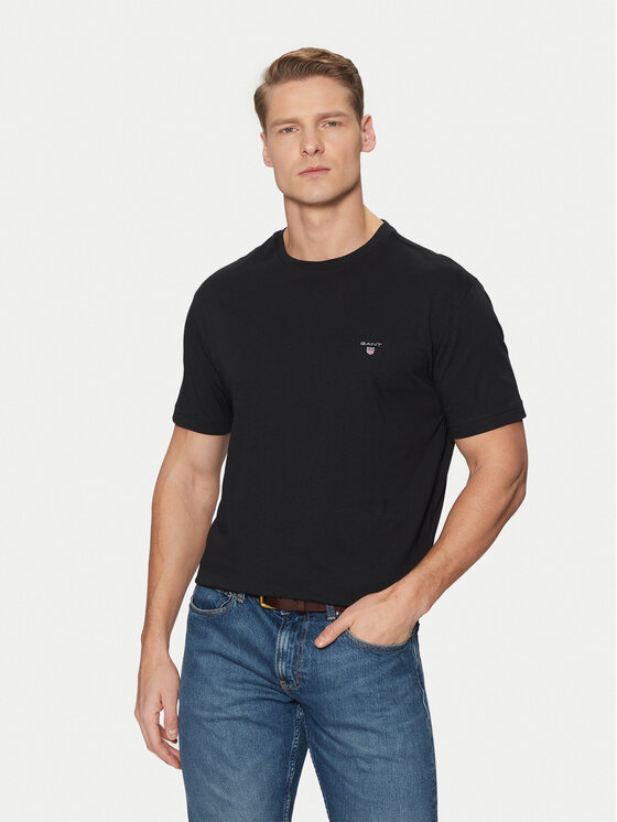 Gant Tričko Original Shield 2003295 Čierna Regular Fit